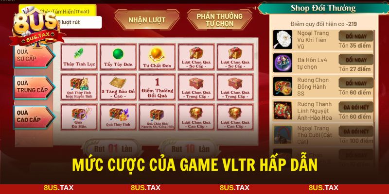 Mức cược trong game đa dạng phù hợp với mọi hội viên